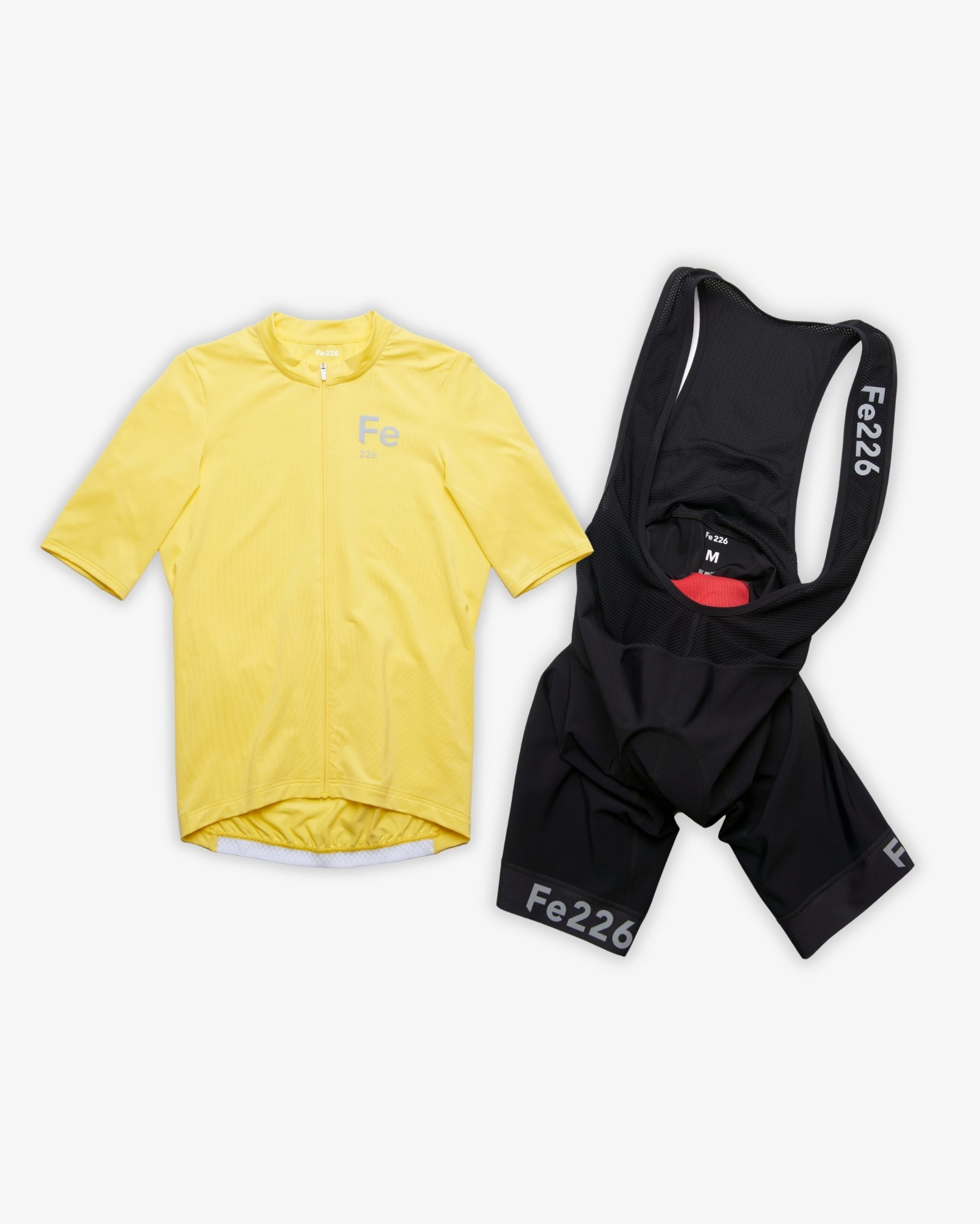 Funktionelle Radsport-Set Gelb – Trägerhose & Radtrikot