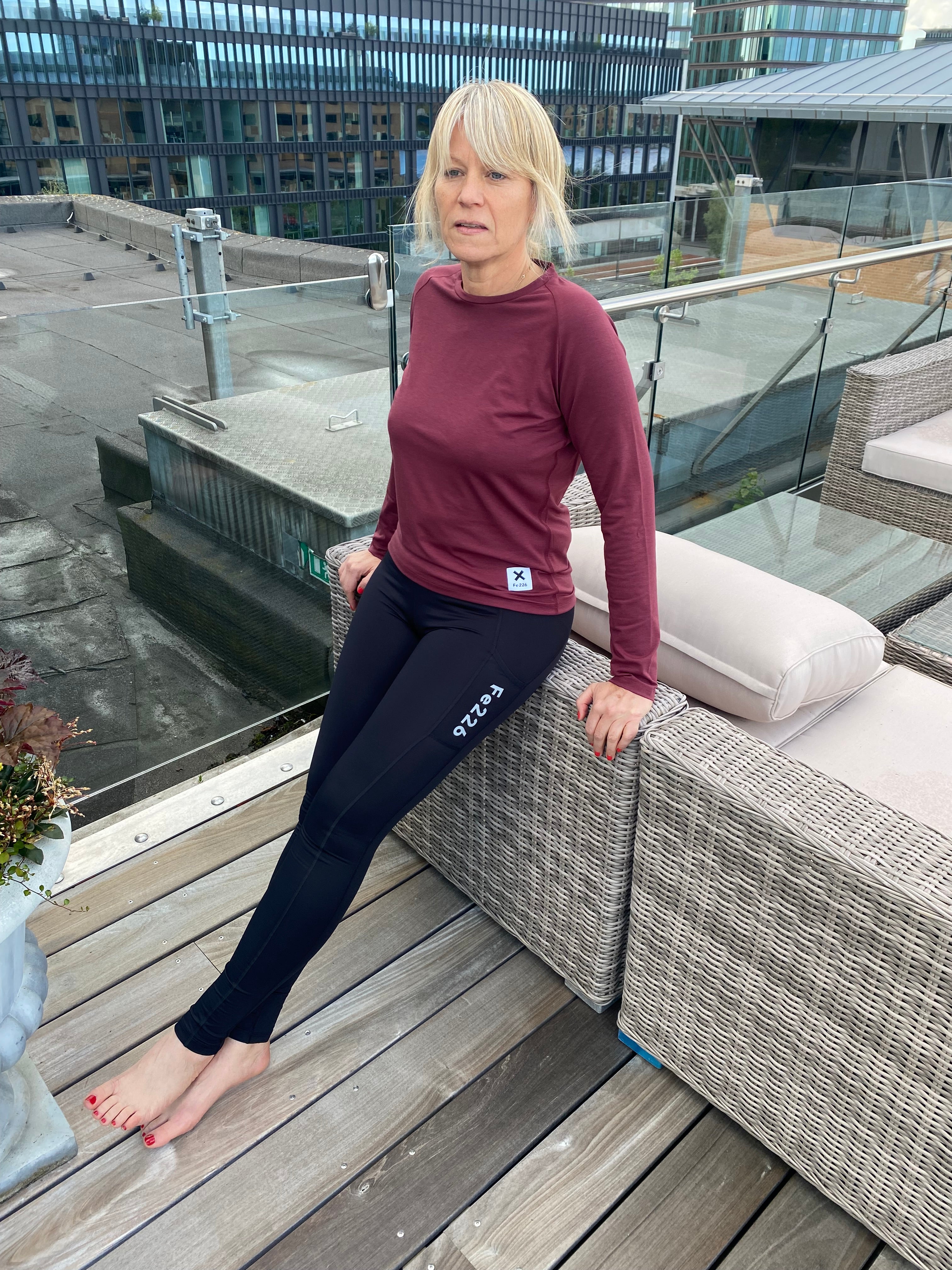 Women Running Shirts Long Sleeves, Burgundy