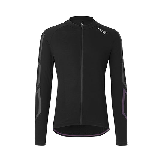 Merino Wool Cycling Jersey Long Sleeves, Black| Fe226 - Left in M - SALE 50%