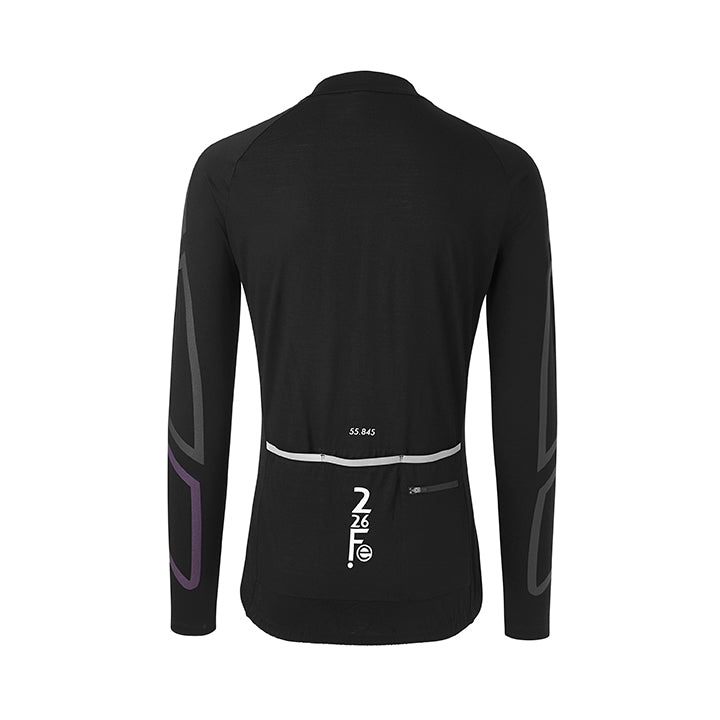 Merino Wool Cycling Jersey Long Sleeves, Black| Fe226 - Left in M - SALE 50%