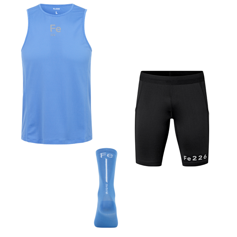 The innovative Fe226 Essential Singlet Running Bundle offers unbeatable comfort and cutting-edge technology. This must-have bundle includes a singlet, tights, and socks designed specifically for top-notch running performance.