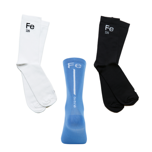 Receive 3 pairs of Fe226 running and cycling socks and only pay for 2. Our selection of thin, high performance socks are specially designed for running and cycling with a simple Danish style. Perfect for training and tackling various distances including 5K runs up to full marathons, ironman triathlons, and cycling races. No matter the activity, Fe226 Running & Cycling Socks are antimicrobial and odor-resistant, requiring less frequent washing.