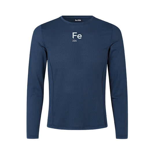 The Long Sleeve Running Shirt - Midnight Blue, comfortable, odor free | Fe226 - Left in S