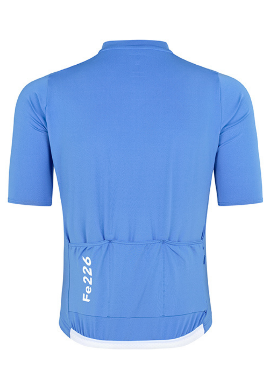 The Fe226 Cycling Jersey has an aero dynamic race fit with comfortable feel, three back pockets, a zipped security pocket and reflective logo prints to keep you visible in the dark. High quality race fitted odourless summer cycling jersey for road cycling, Gravel, MTB, triathlon training, commuting and racing.