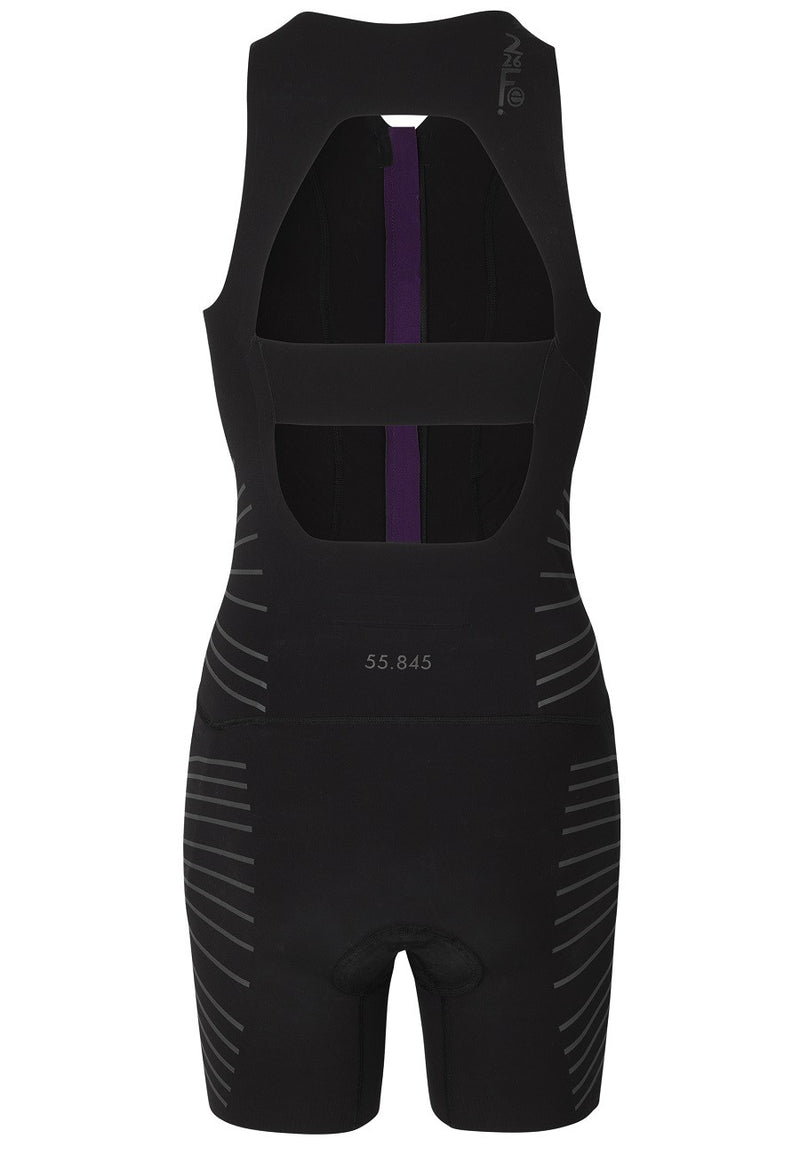 A no compromise women’s triathlon suit. Superfast AeroForce swimskin fabric with an open back allowing you to add a splash of colour with your sports bra underneath