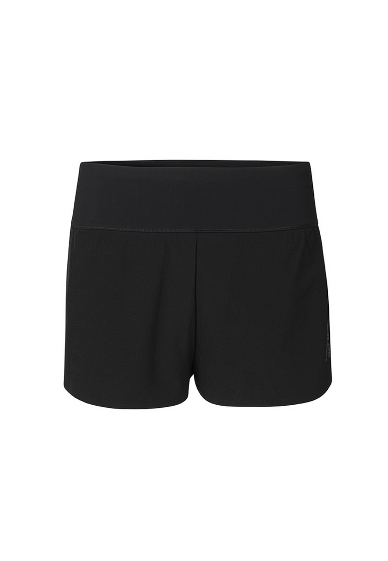 Designed by Ffion Appleton (Off-White, Beyoncé's Ivy Park and Nike), the Fe226 Women's 2-in-1 running short has a cooling, light-compression running inner short and a ultra-light weight outer running short, bonded edges, waterproof back pocket with zipper, black reflective print and purple reflective prints and tape.