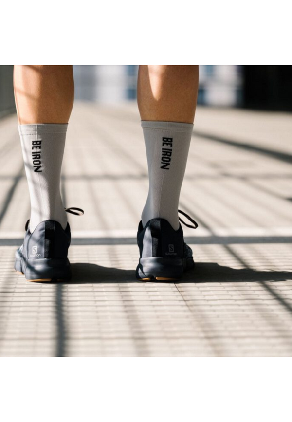The BE IRON Sport Socks are made of thin performance fabrics and fitted to your feet so you can use them for Running, Cycling, Triathlon training and any races