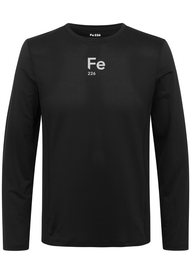 Black Long Sleeved Fe226 Baselayer will keep you warm and comfortable in winter, autumn, spring while running and cycling. Wear it with your running jacket, cycling jersey or cycling jacket. Perfect-fit four-panel construction, light, quick drying and better ventilated. Odour-free, sweat-wicking and super-comfortable